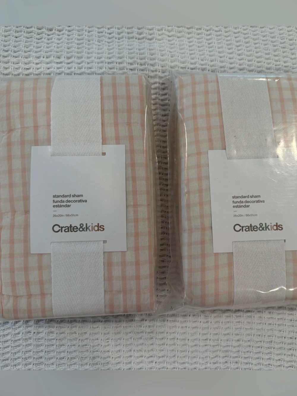 Crate&Barrel Kids Pink Windowpane Pillow Sham